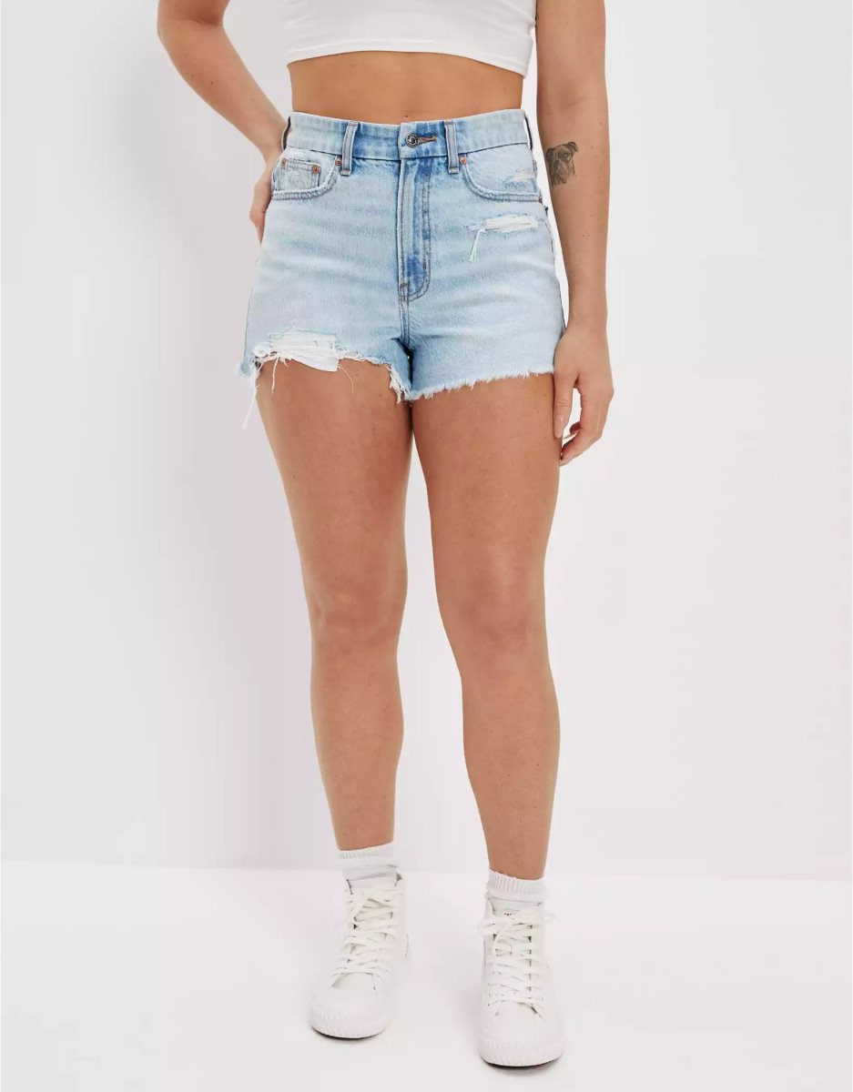 Shorts American Eagle AE Strigid Denim Curvy Highest Taille '90s Boyfriend Lavage Clair Femme | IPL-24736899